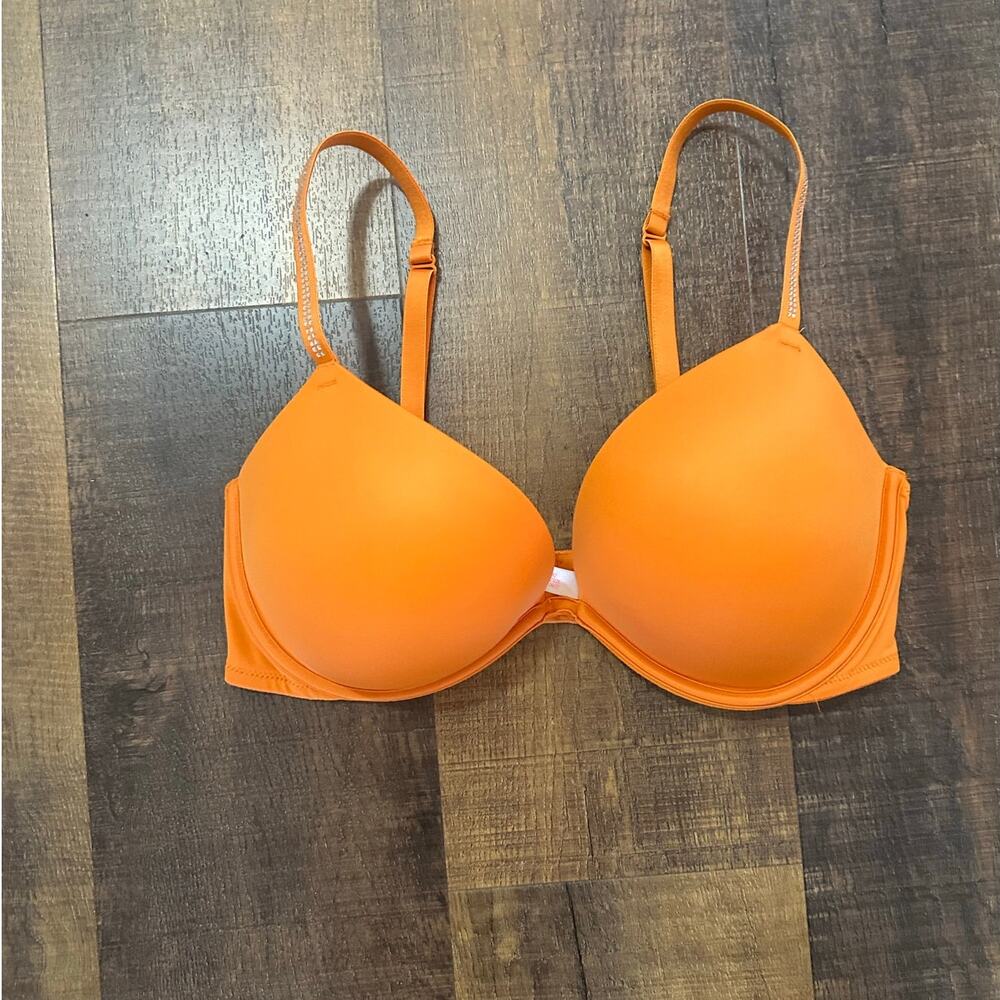 PINK Victoria's Orange Secret Super Push Up Everywhere Bra Size 36D